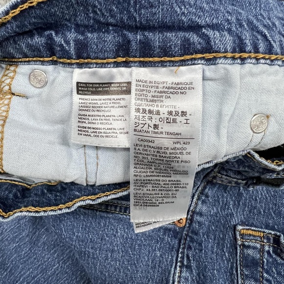 Levis 505 Jeans Mens 36x32 Blue Regular Straight Stretch Denim Pants Actual35x30 - Picture 4 of 16